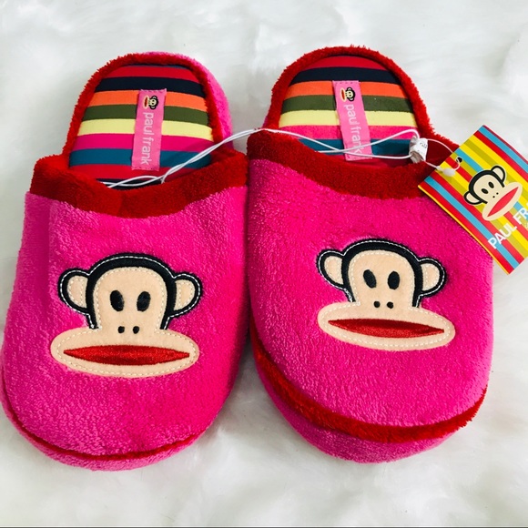 NWT Paul Frank Hot Pink Julius House Slippers Girls Size Large 2/3 - Picture 2 of 5